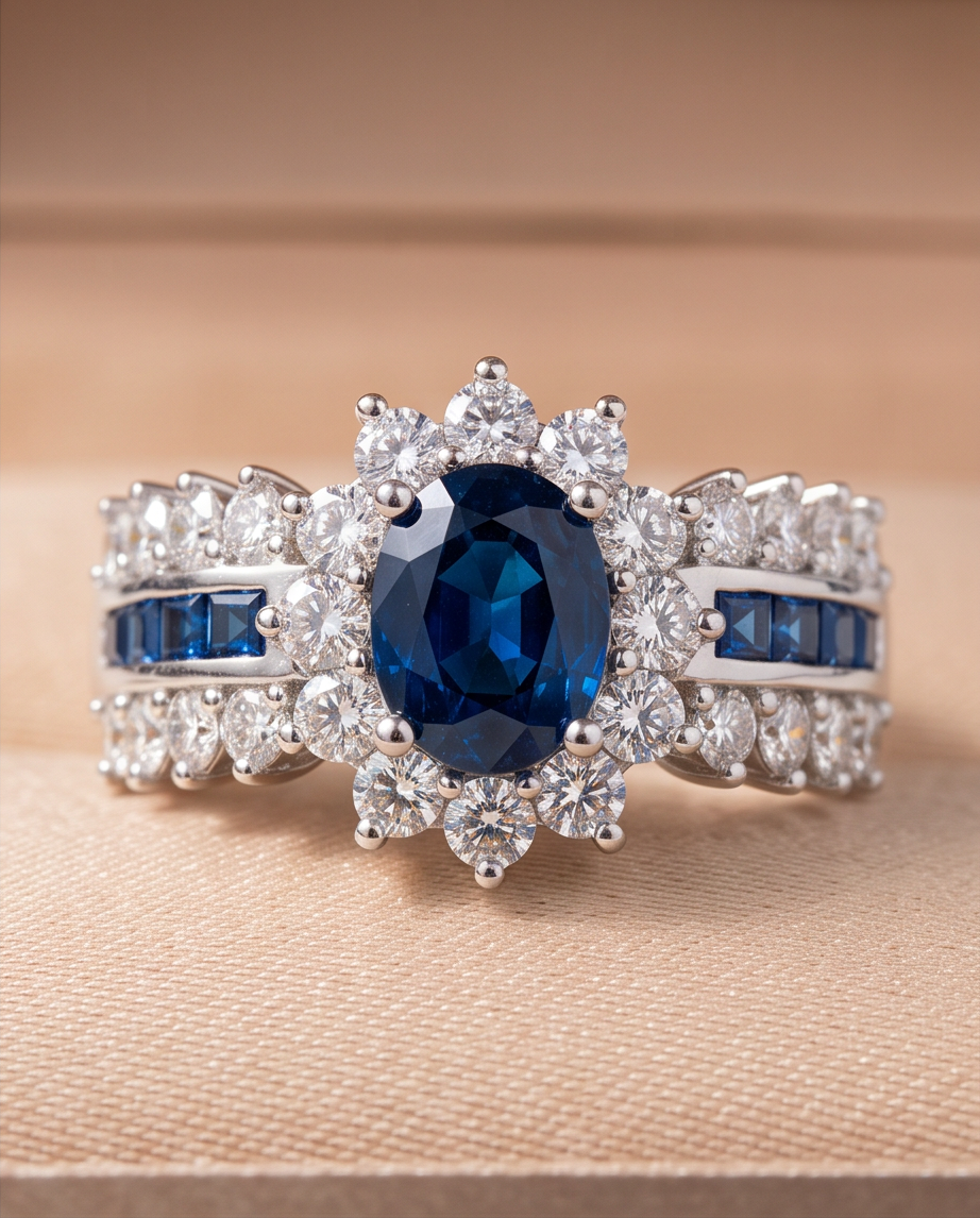 Sapphire Halo Ring