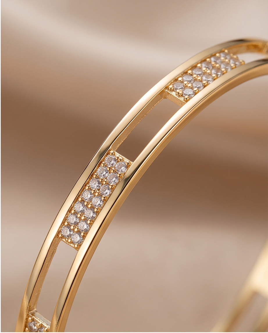 Elegant Gold-Plated Cubic Zirconia Bangle