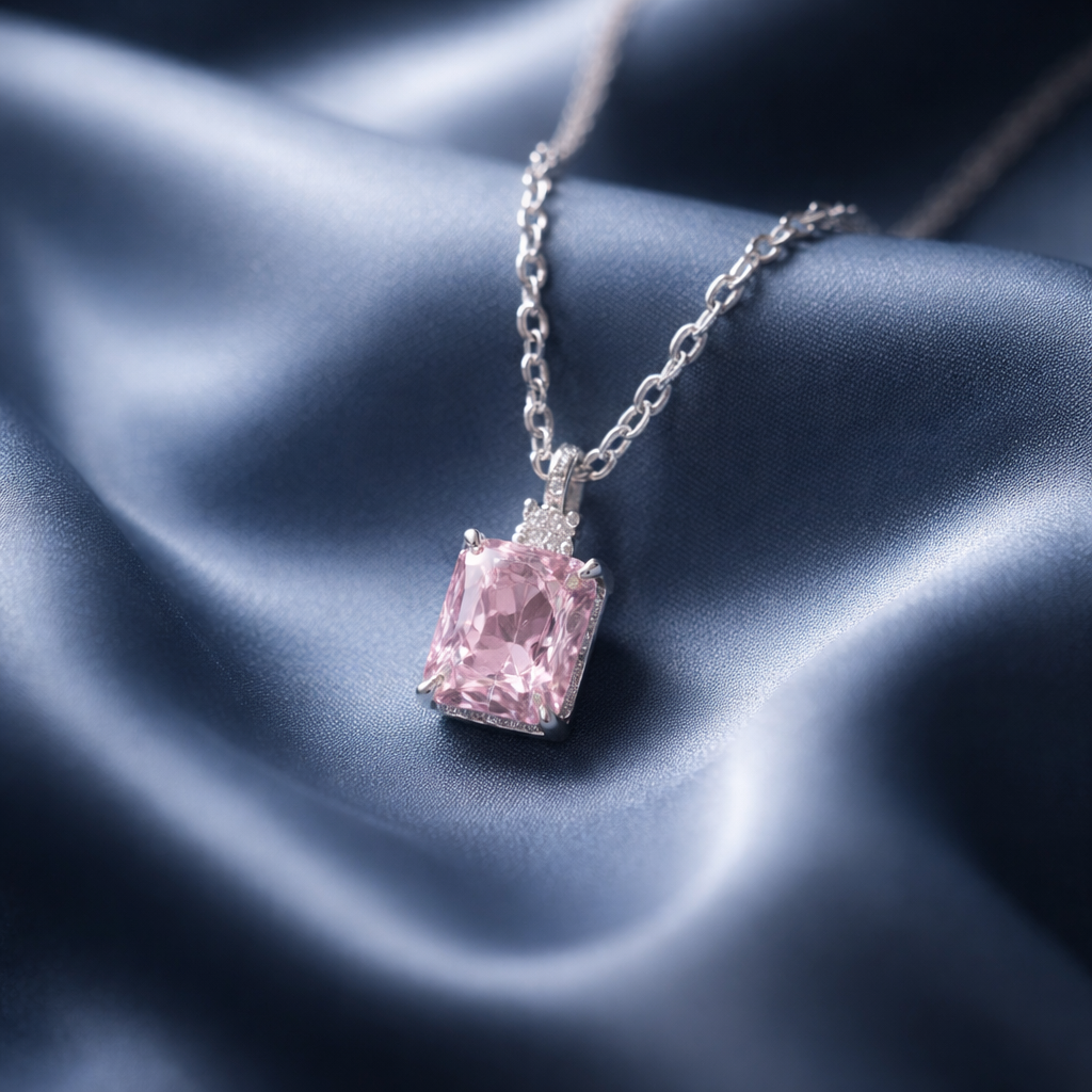 SK315 20' Sterling Silver 925  Pink Radiance Necklace