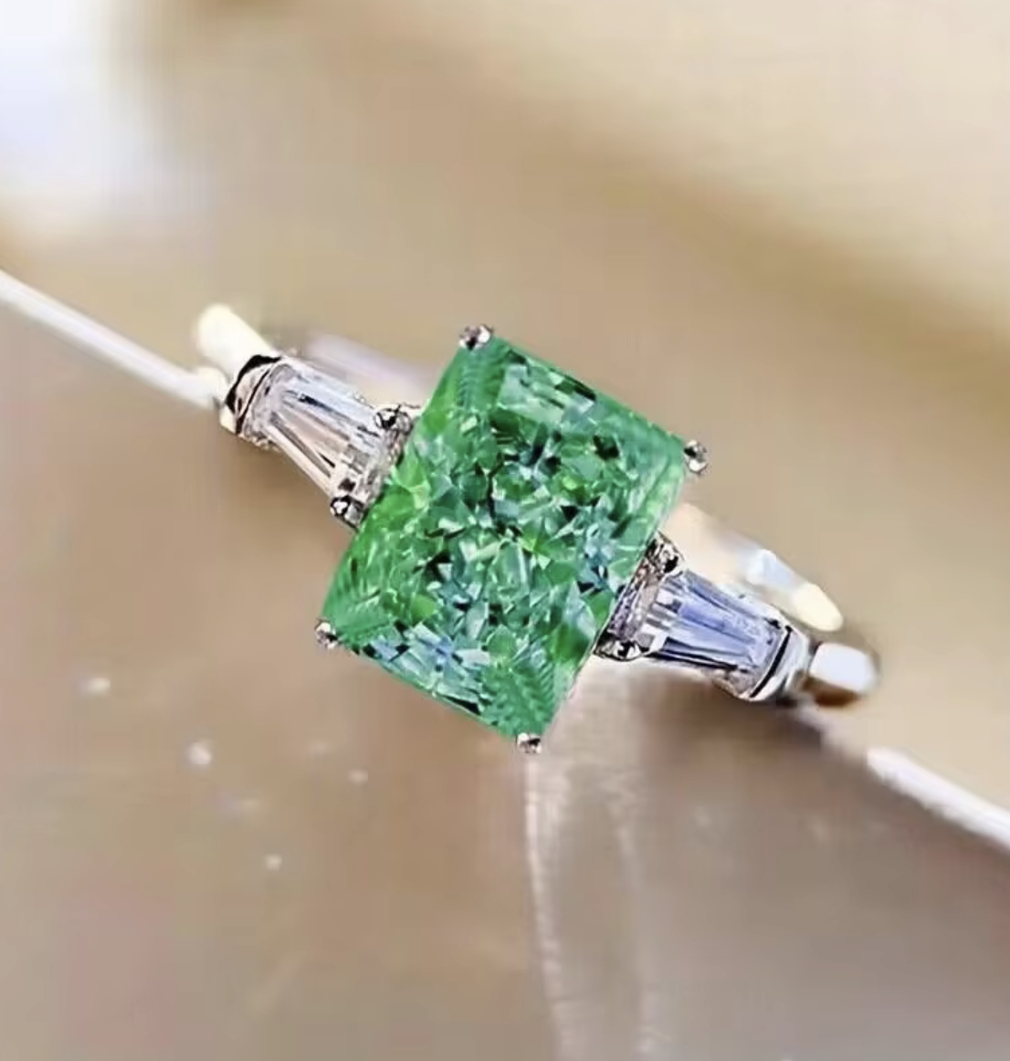 Emerald Radiance Platinum Ring