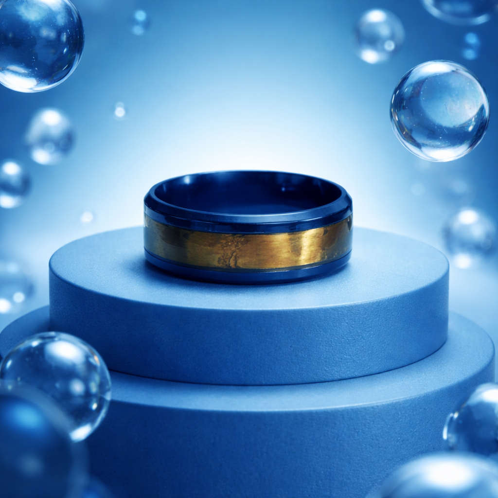 HR 004 Titanium Wood Grain Inlay Ring