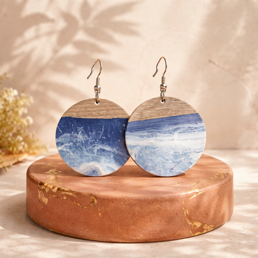 E05 Hyperallergic Wave Wooden Earrings