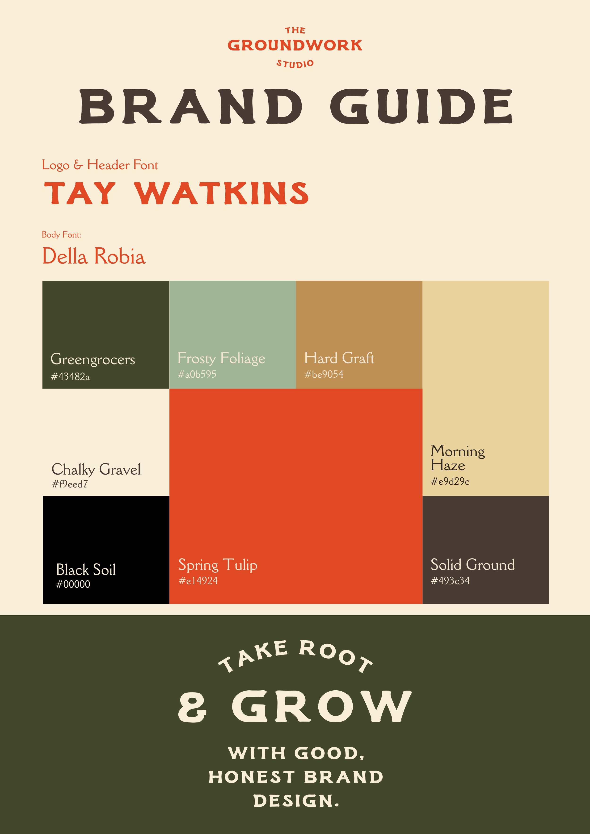 From there, the brand universe unfolded naturally. Gardening metaphors are gently woven through the foundations, with service packages named after essential stages of growth: Breaking Ground, The Prune, and Tending. The colour palette leans less “ear