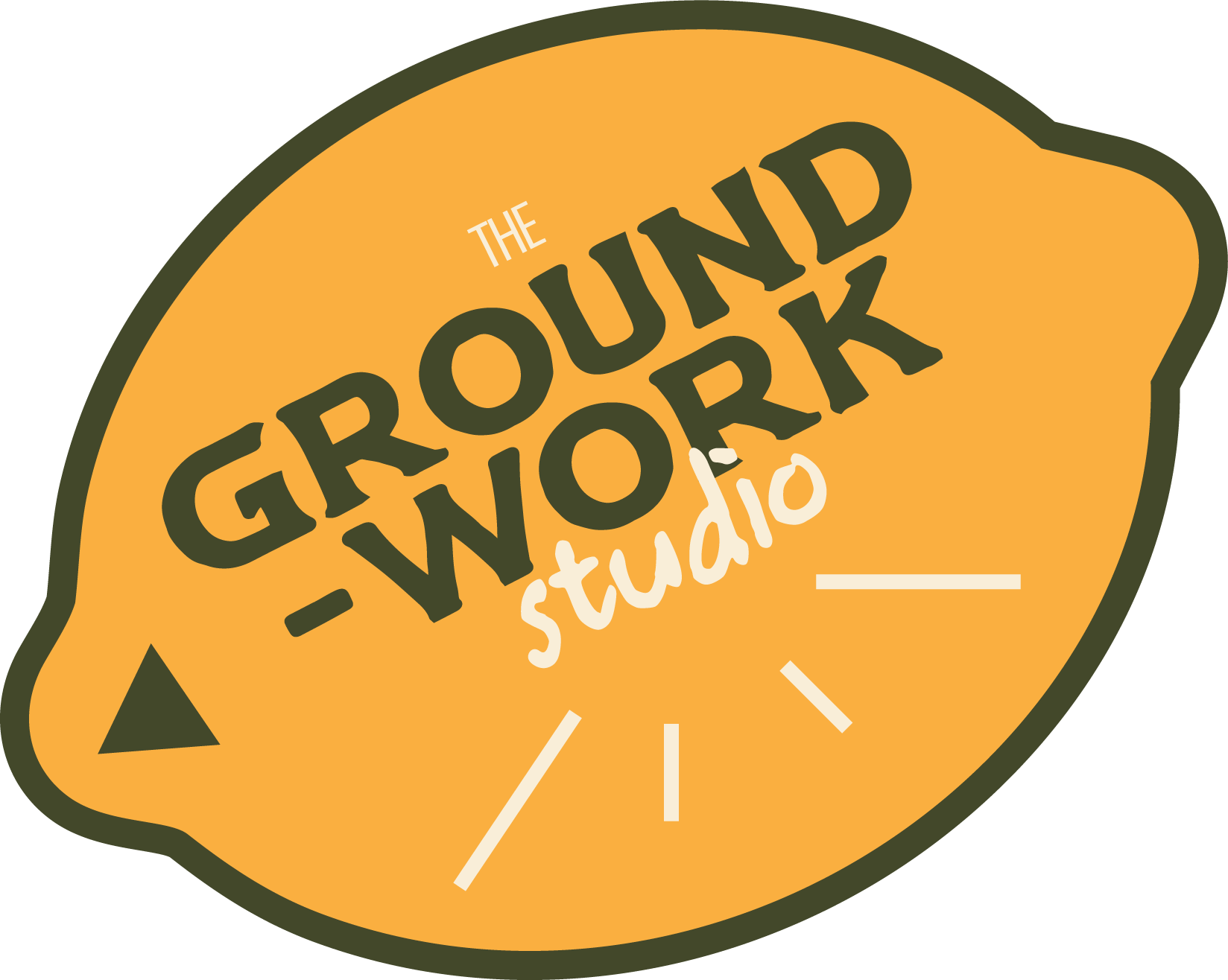 Logo of 'The Groundwork Studio' with a stylized orange lemon illustrating the company branding.