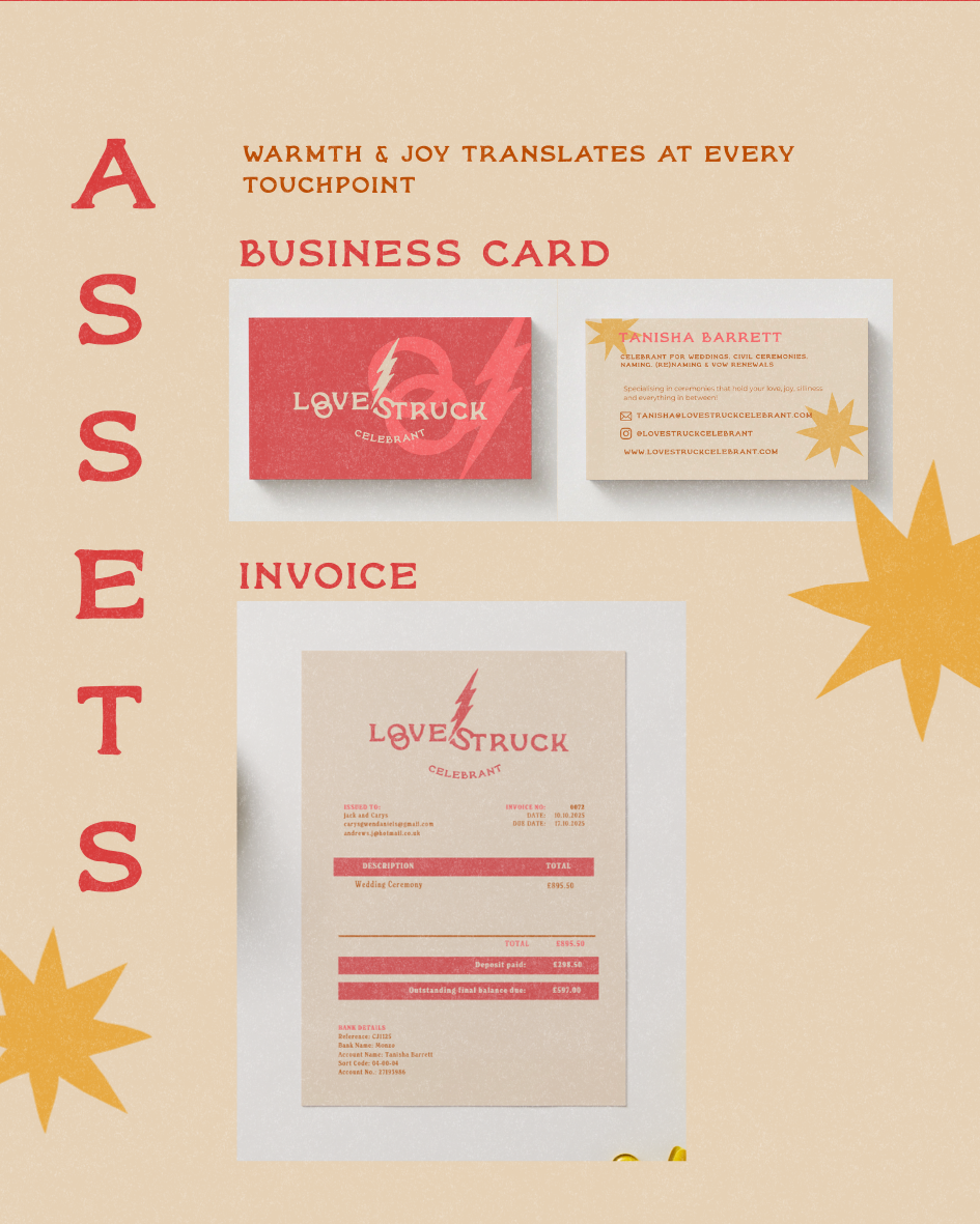 The outcome is a joyful, elevated, and adaptable identity - one that flexes effortlessly from Instagram posts to printed vow cards, and everything in between.