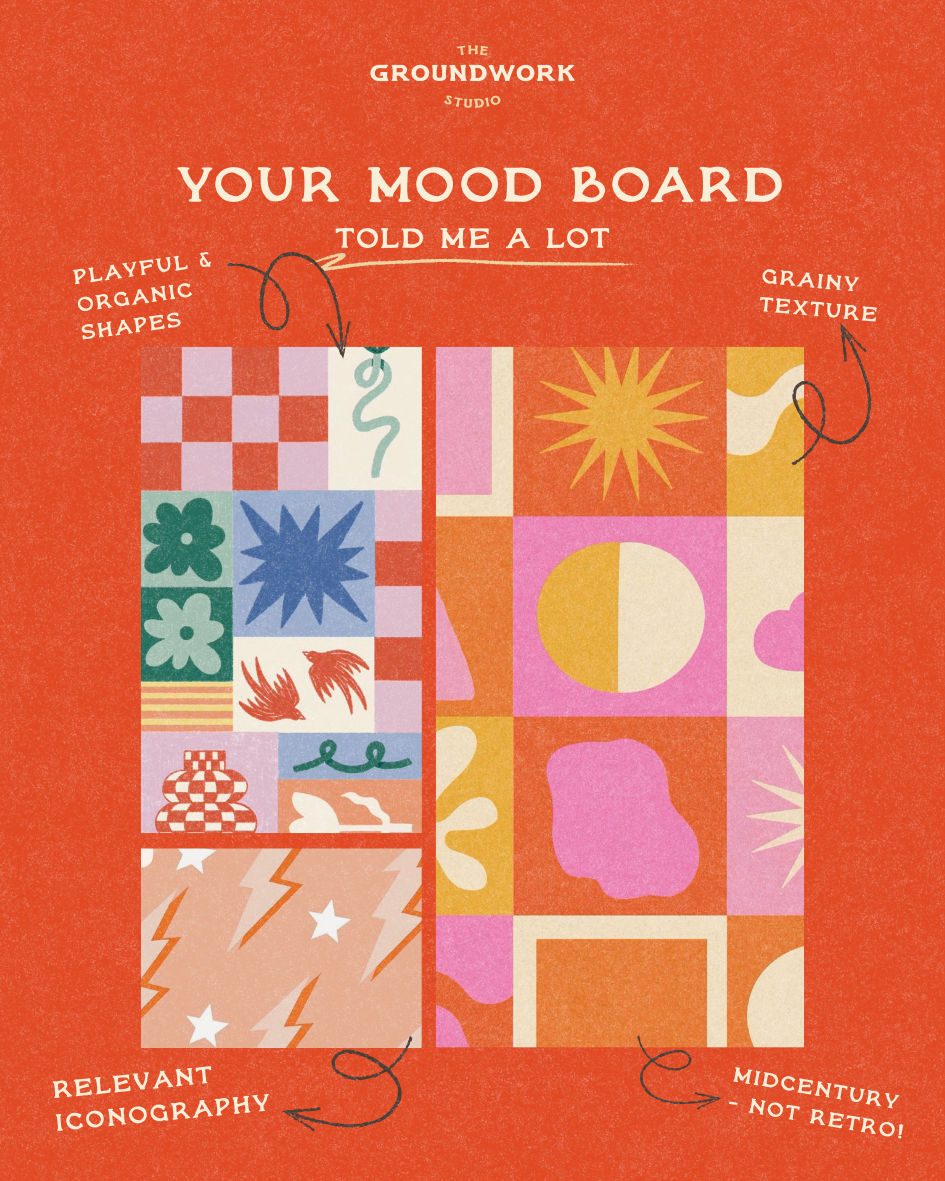 Guided by a moodboard curated by T and grounded in an in-depth brand audit, her vision became clear.