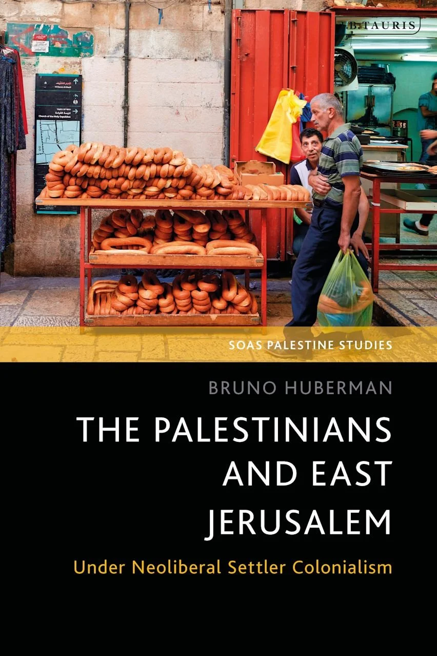 Book cover titled "The Palestinians and East Jerusalem" by Bruno Huberman