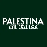 Green background with white text reading 'Palestina em transe'.