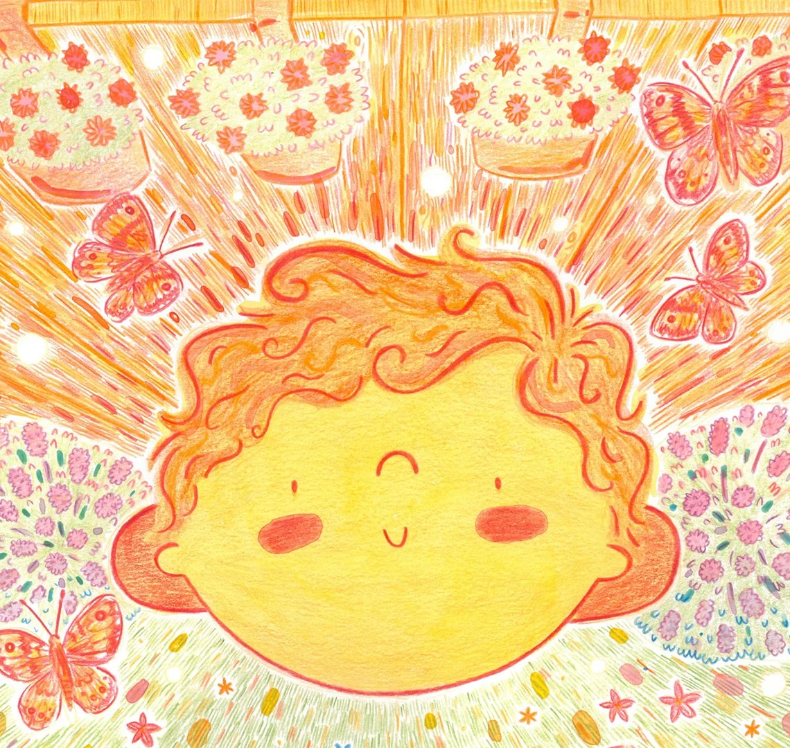 Pencil and watercolour illustration from the final spread of What Is A Butterfly?