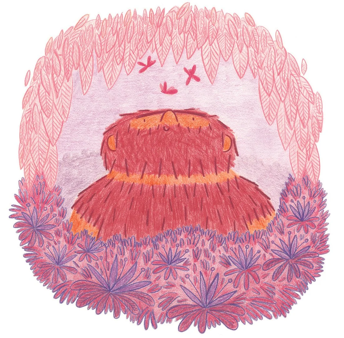 Spending a moment enjoying nature - a pencil illustration from my picture book 'Caveman Spaceman'