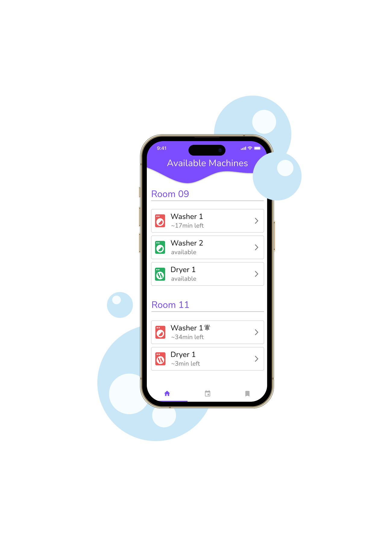 image of the laundrIQ overview of available laundry machines