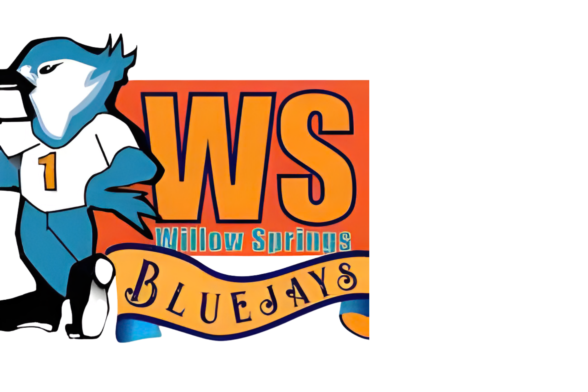 Logo for the Willow Sirius Blues Days festival featuring a cartoon blue-and-white bird wearing a baseball jersey with the number one, standing next to large orange and yellow text that reads 'WS' and 'Blues Days', with colorful artistic elements.