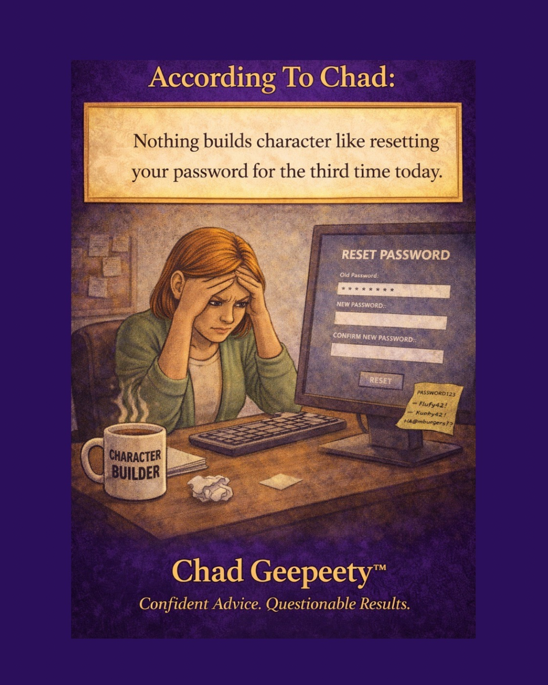 Resetting Password Builds Character Fast