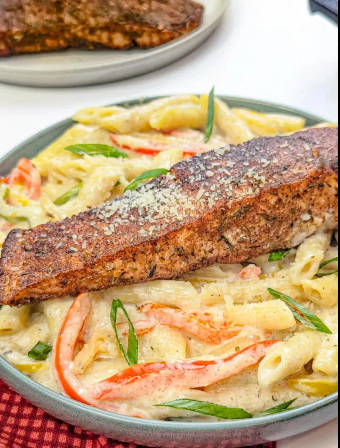 Jerk Salmon with Rasta Pasta
