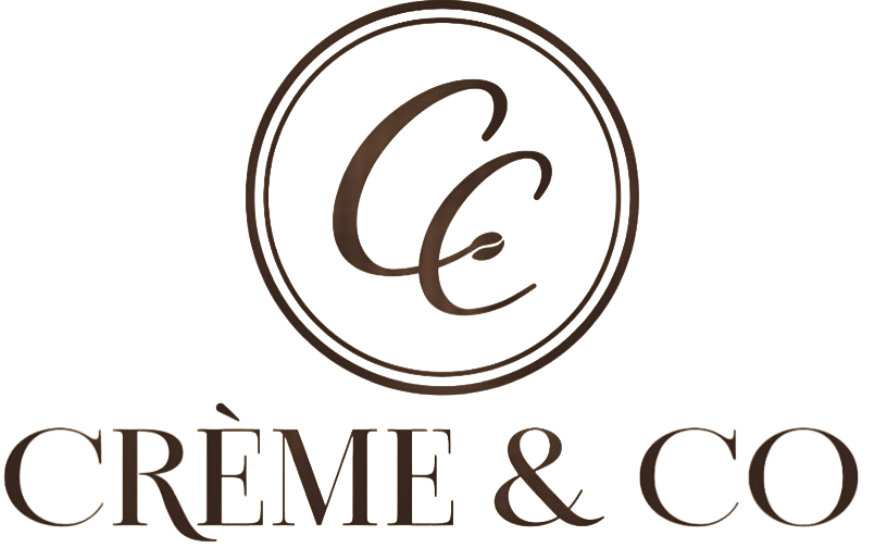 The logo features a circular emblem with stylized letters "C" and "E" inside, above the text "CRÈME & CO" with branding photographers in Naperville.