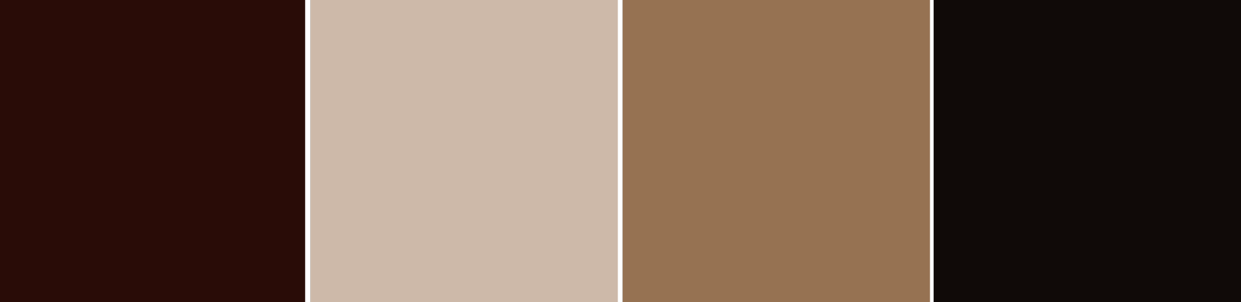A color palette consisting of five vertical color bars: dark brown, beige, light brown, tan, and black.