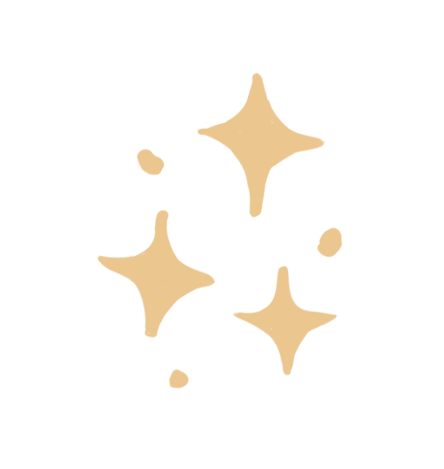 Illustration of beige stars and dots on a black background.