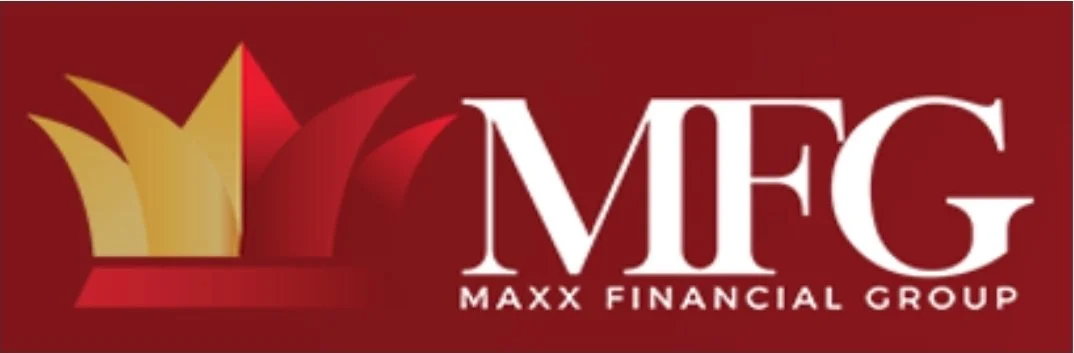 Maxx Financial Group logo with initials MFG and a stylized crown graphic on a red background.