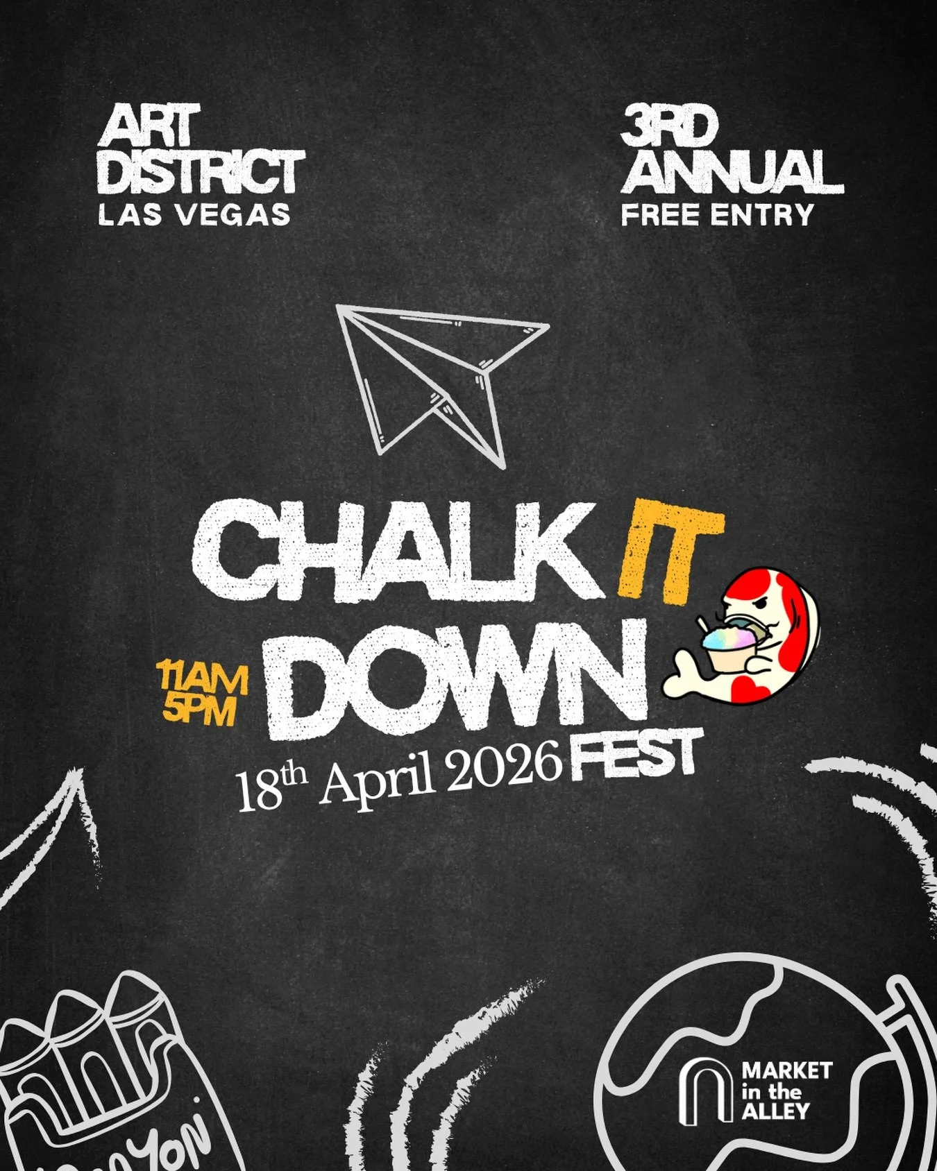 Koi Ice at Market in the Alley 🍧
Art District Las Vegas 🖼️

Chalk It Down Fest
Serving all day 11A - 5P
Pull up and cool down