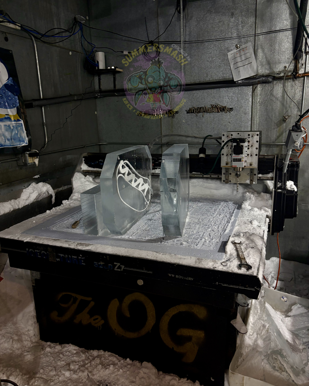 Koi Ice team loading premium ice blocks for transport to Summer Smash 2026 at SeatGeek Stadium in Bridgeview, Illinois.