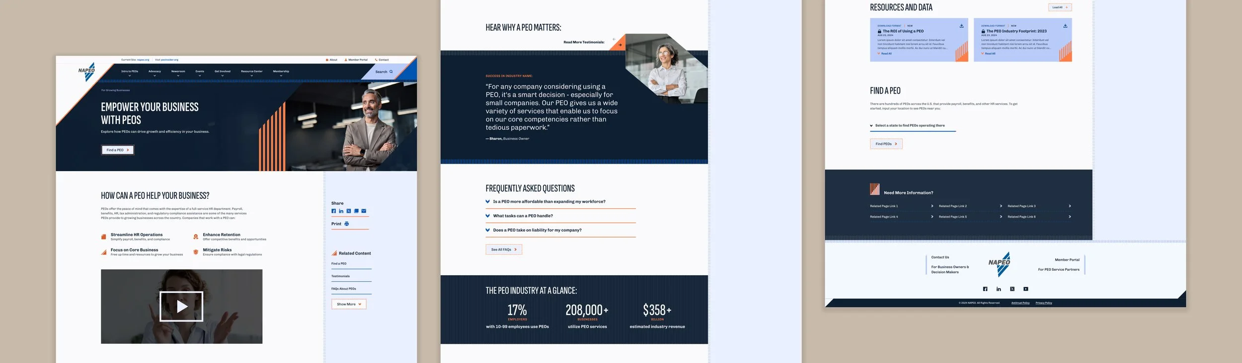 A detailed view of NAPEO's small business owner landing page