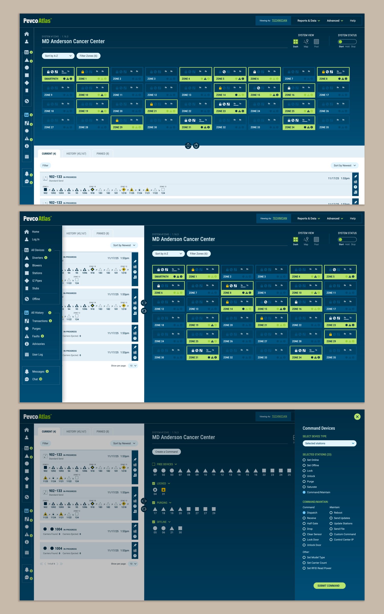 A grid showing the Pevco Atlas interface