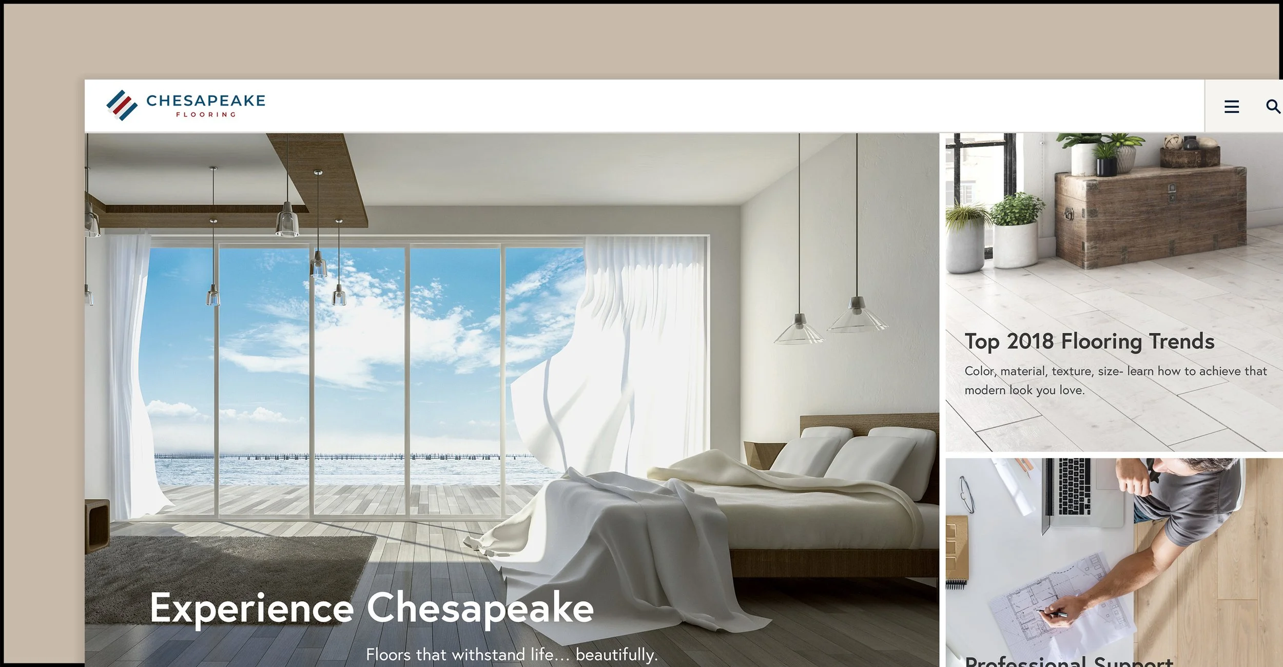A screenshot of the new Chesapeake brand, which uses soothing and warm colors to evoke serenity in the Chesapeake Bay