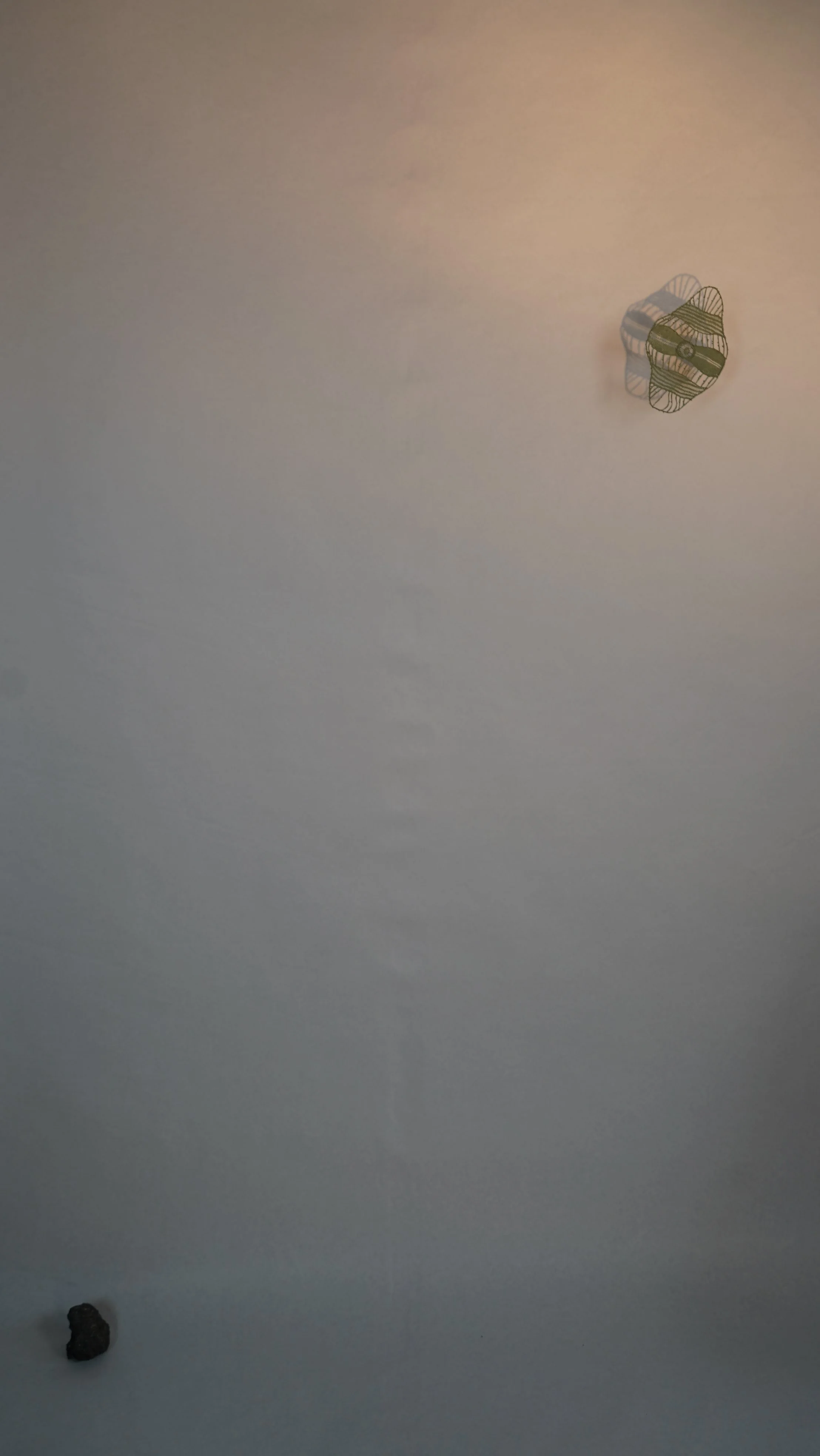 Ti vedo, needle handmade lace, volcanic stones, bait thread, 100 x 200 cm, 2026