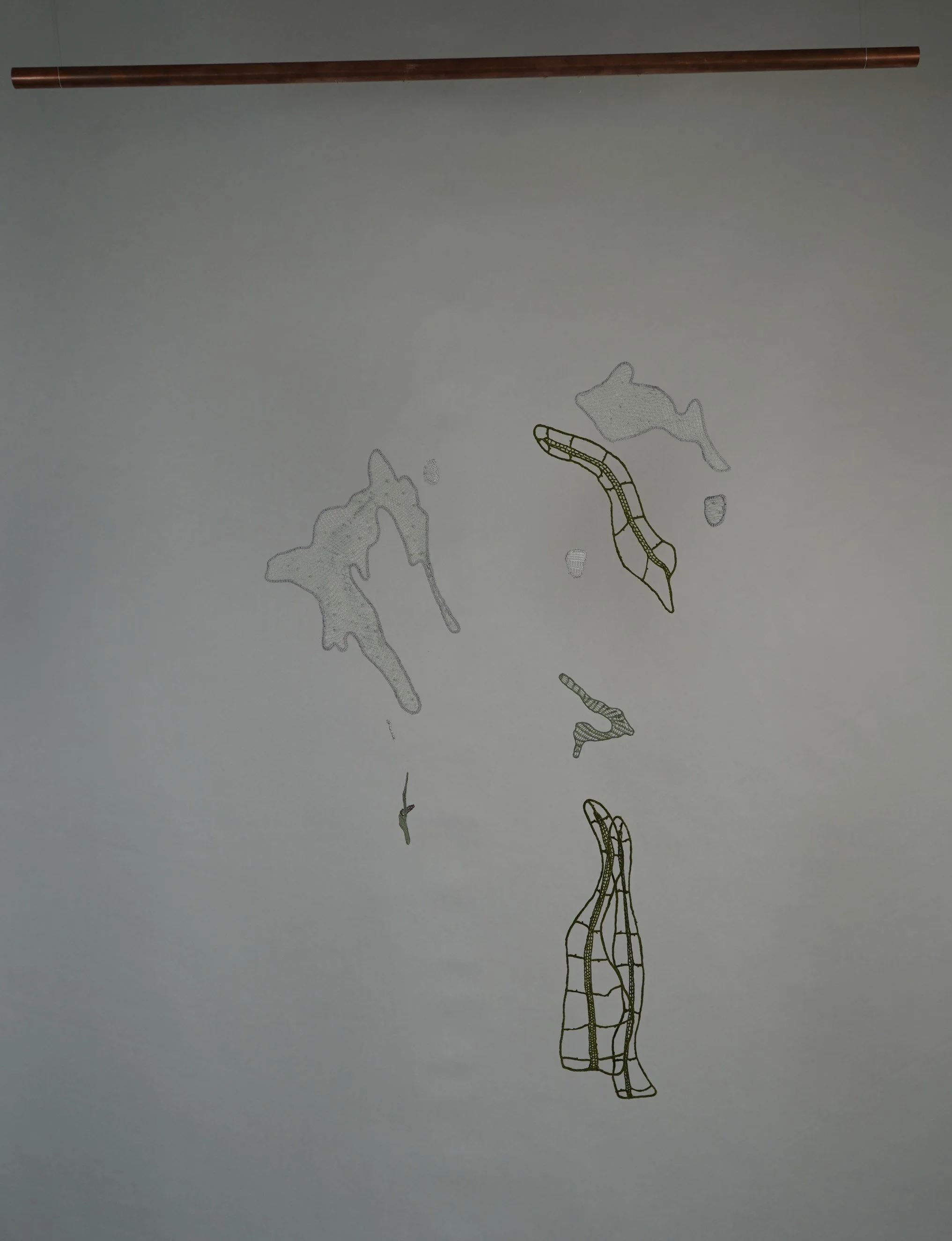 Material-semiotic-actor, handmade needlelace, copper, bait thread, 100 x 120 cm, 2026