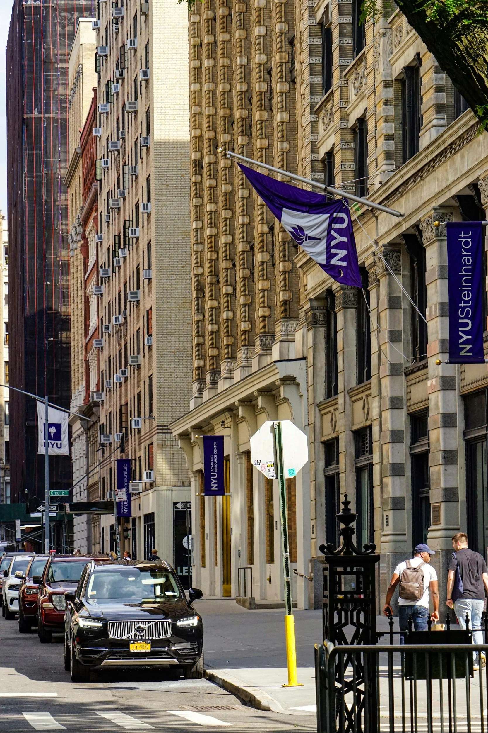 Street-level view of an NYU building, used to represent Meisa Bonelli’s M.S. in Management and Systems education.