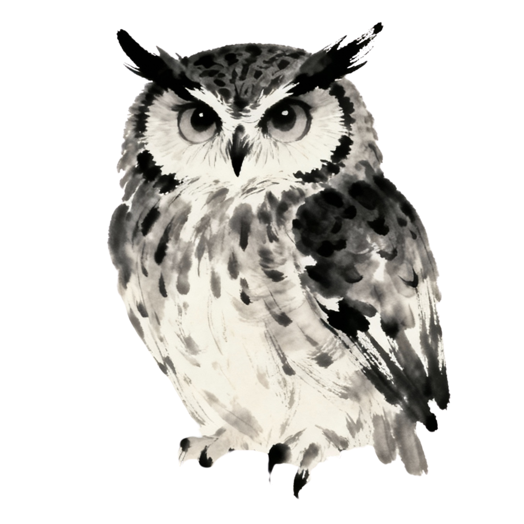 A watercolor painting of a young owl