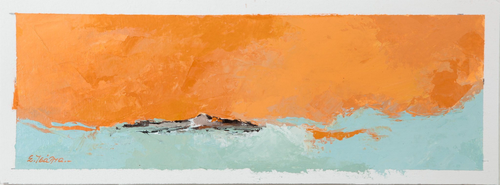 "seascape" No. 22 , Acrylics on Watercolor paper 30 x 10 cm