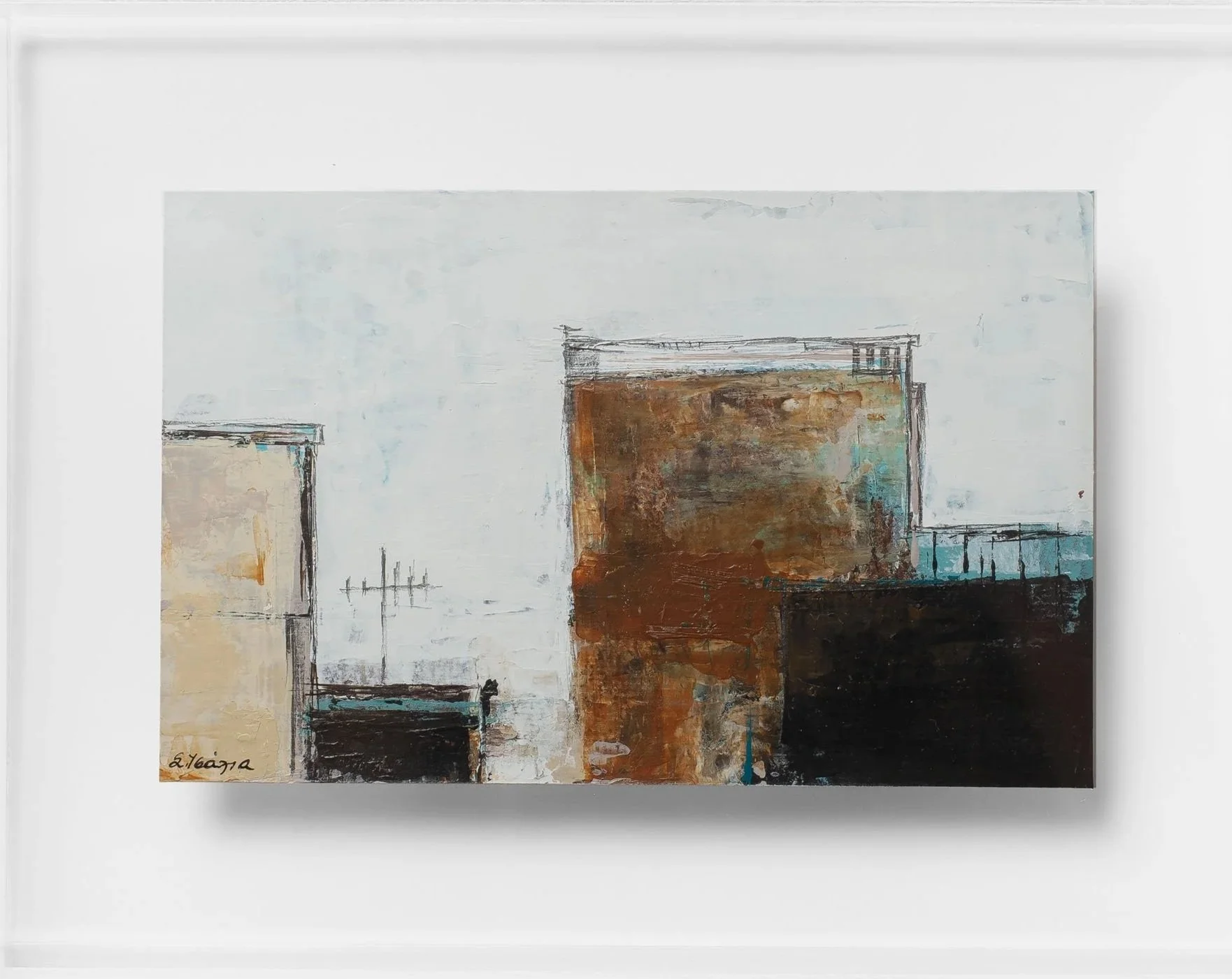 "Urban landscape" No.6, Acrylics on Watercolor paper , 17 x 10,5 (plexi 24 x 18)