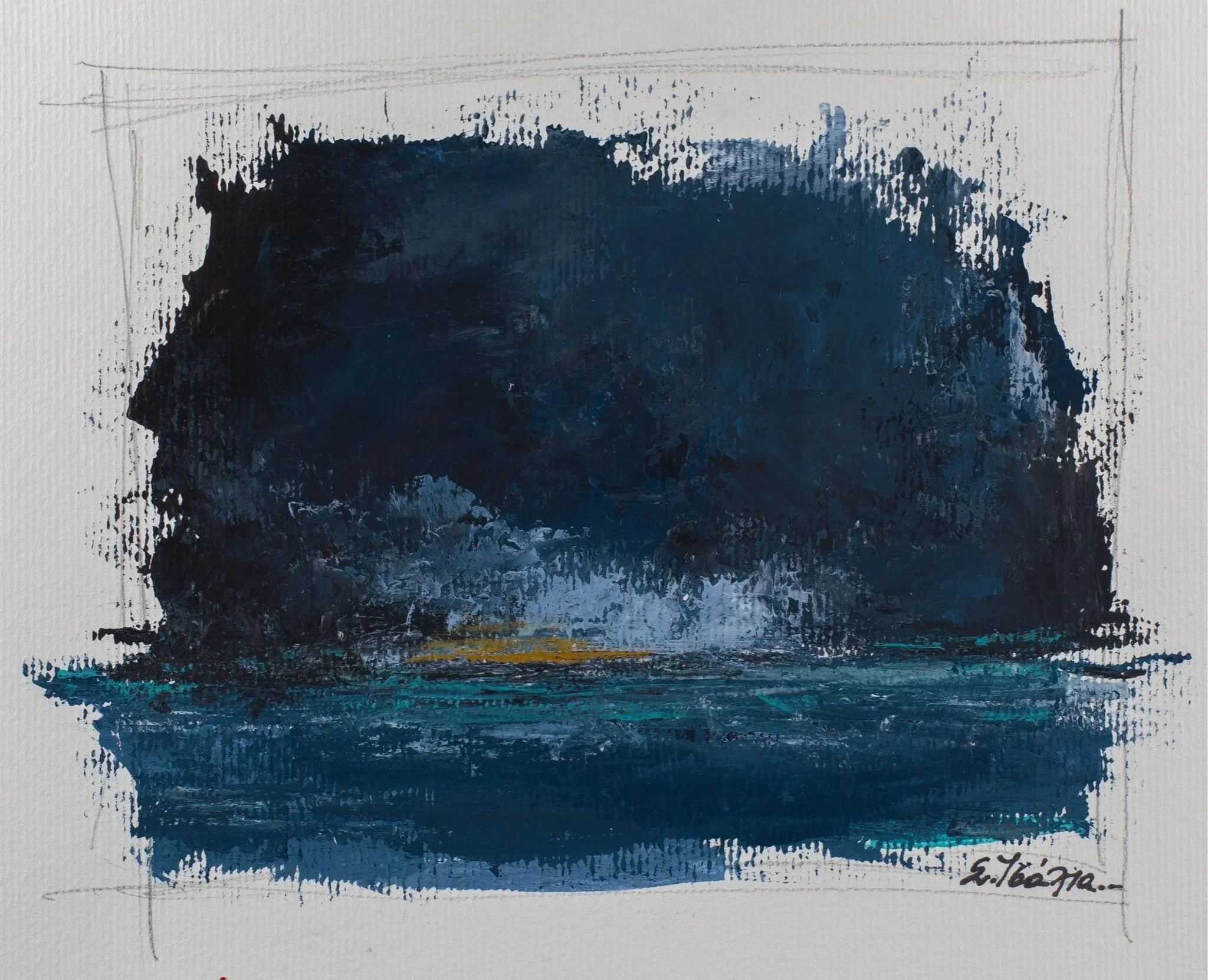 "Seascape" No.2,  Acrylics on Watercolor Paper, 16 x 20 cm