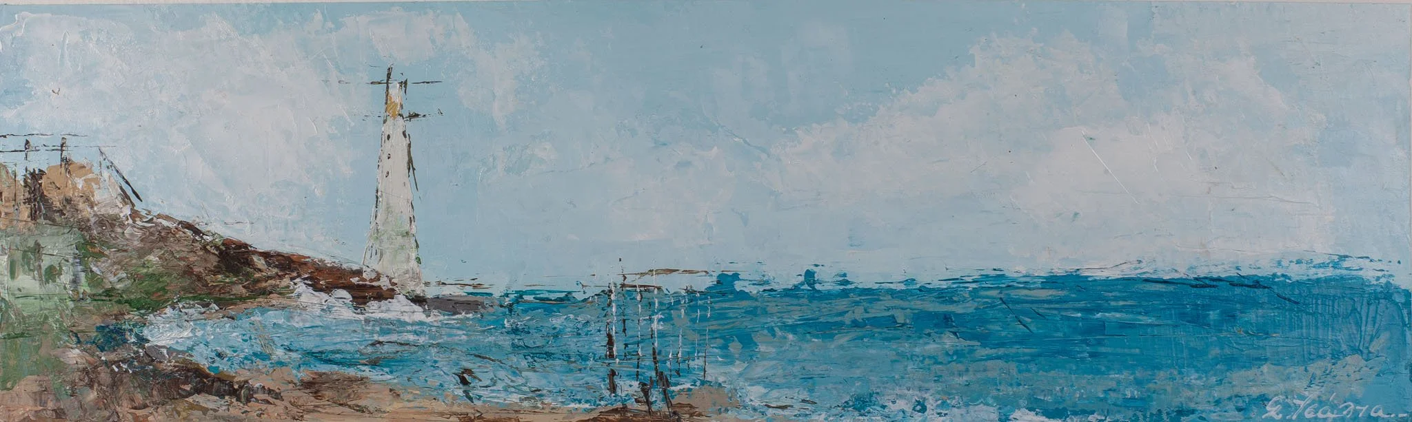 "Lighthouse" No. 7, Acrylics on Watercolor Paper, 29,5 x 9 cm 