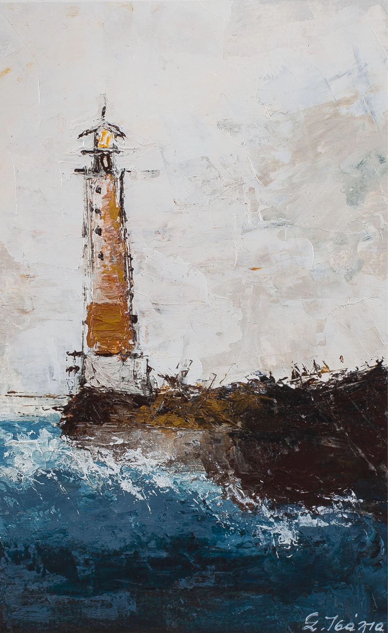"Lighthouse" No. 6, Acrylics on Watercolor Paper, 10 x 16 cm