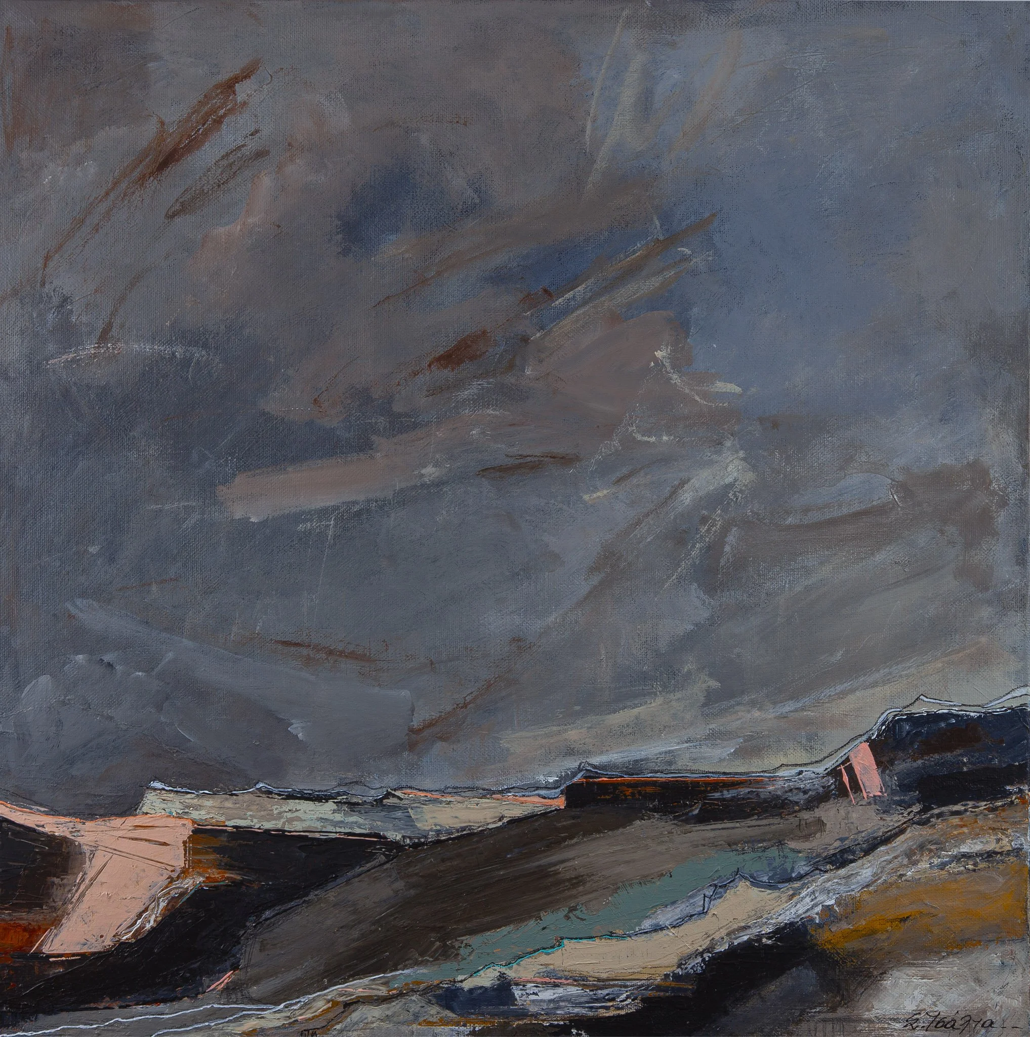 "landscape" No. 54 , Acrylics on Canvas, 50 x 50 x 4 cm - SOLD