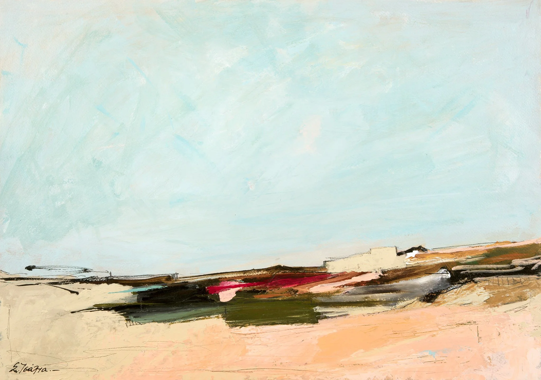 "landscape" No. 60 , Acrylics on Watercolor paper, 36 x 51 cm