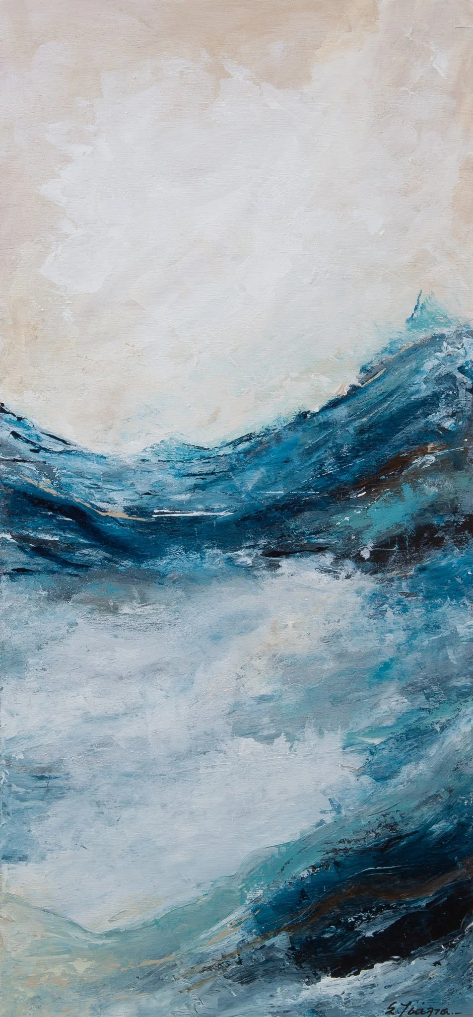 "seascape" No. 17, Acrylics on Wood, 42 x19 cm - SOLD