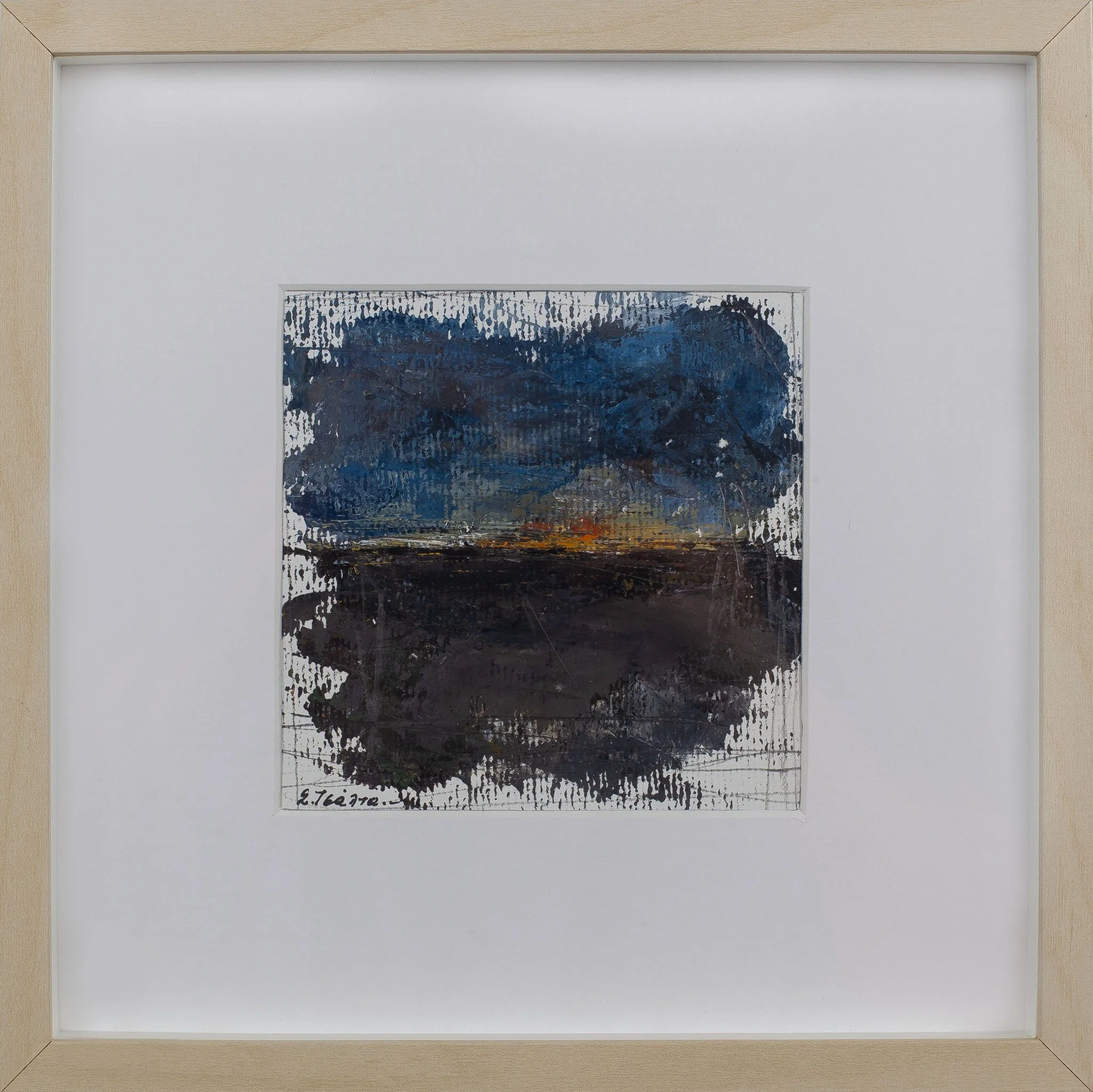 "Seascape" No. 10, Acrylics on Watercolor paper, 12 x 12 cm (frame 25 x 25 cm)