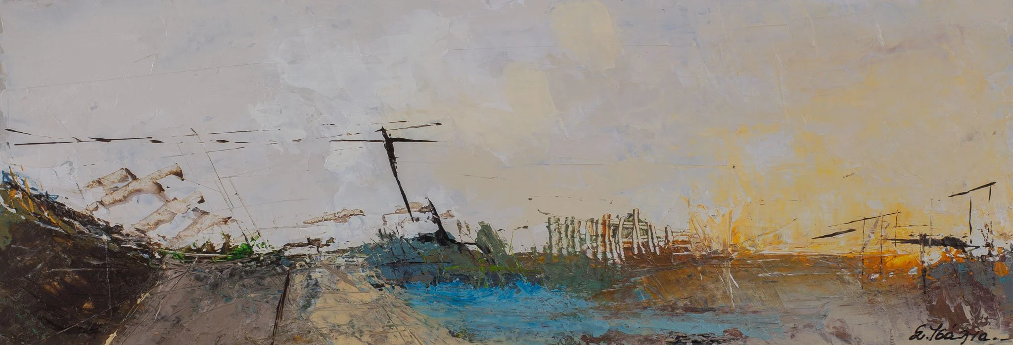 "landscape" No.13, Acrylics on Watercolor Paper, 29,5 x 10 cm - SOLD 