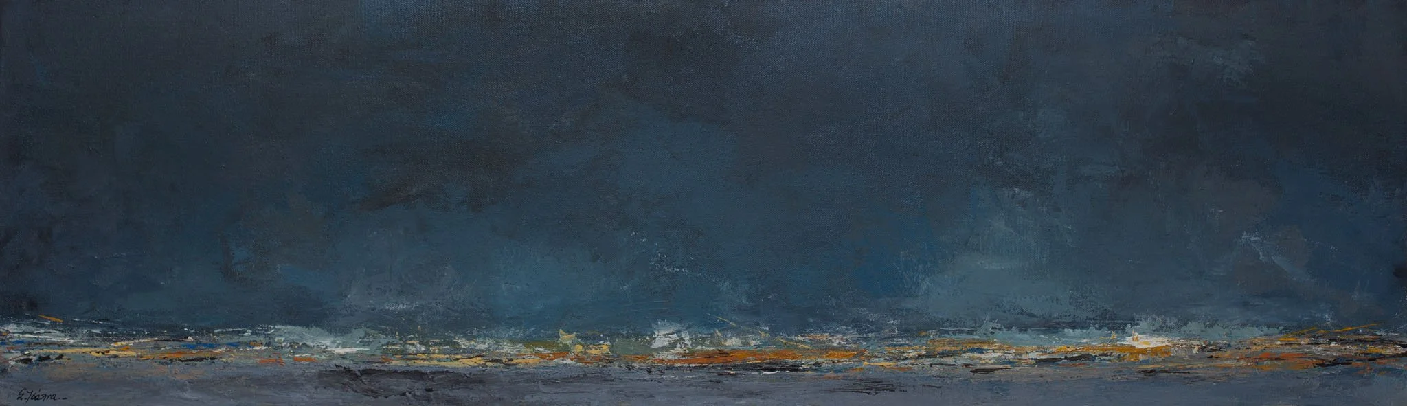 "Seascape" No. 8, Acrylics on Canvas, 30 x 100 cm