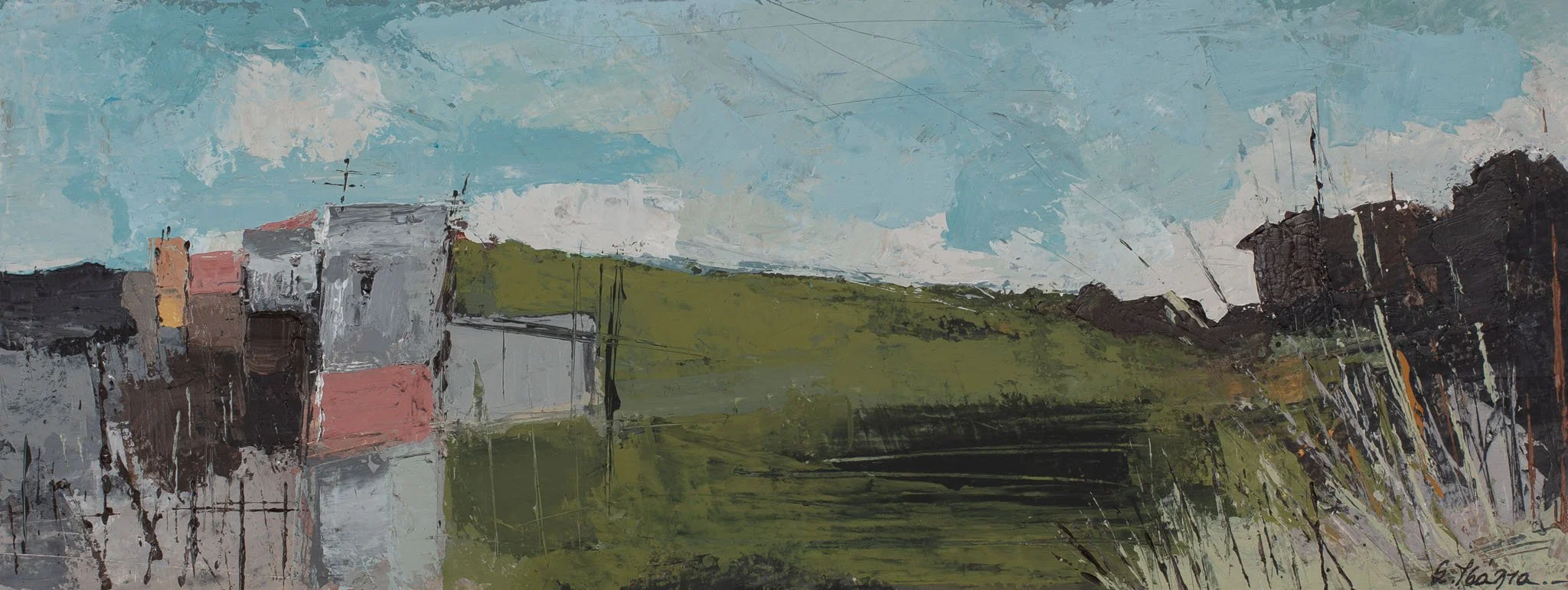  "landscape", No.34, Acrylics on Watercolor Paper, 14 x36 cm