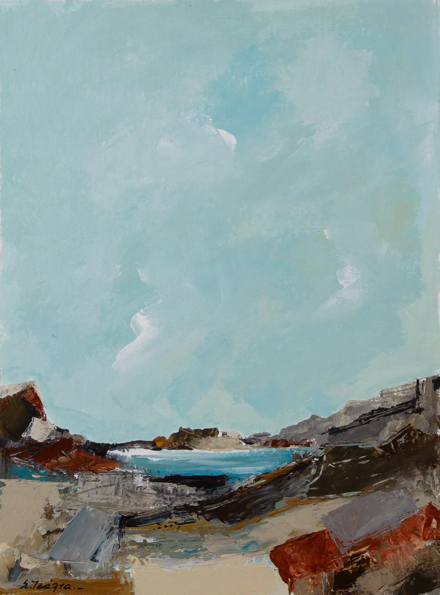 "landscape" No. 57 , Acrylics on Watercolor paper, 30,5 x 22,5 cm