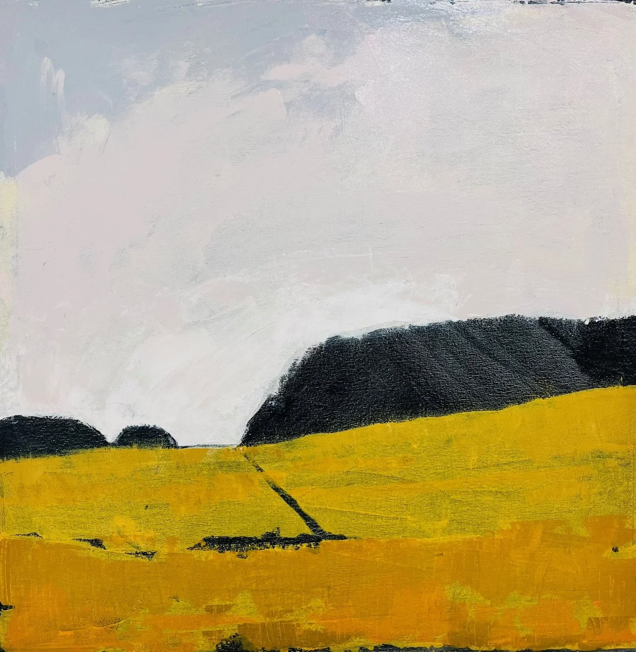 Kaukaisia alkuja 70x70cm acrylic painting 2025