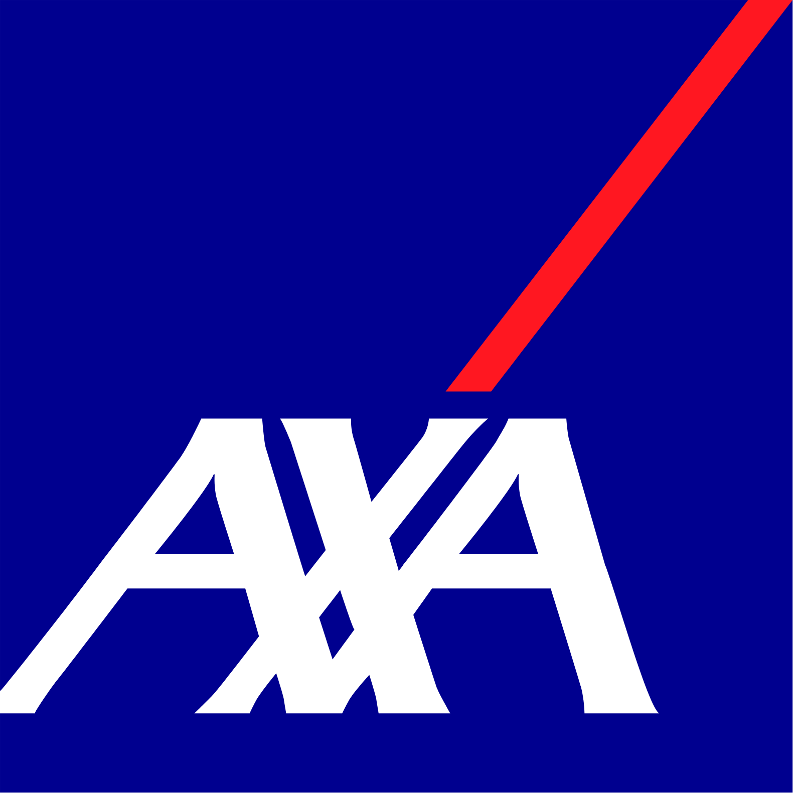 Logo de la compagnie aérienne ATA avec un fond bleu, un symbole rouge en diagonal, et les lettres ATA en blanc au centre.