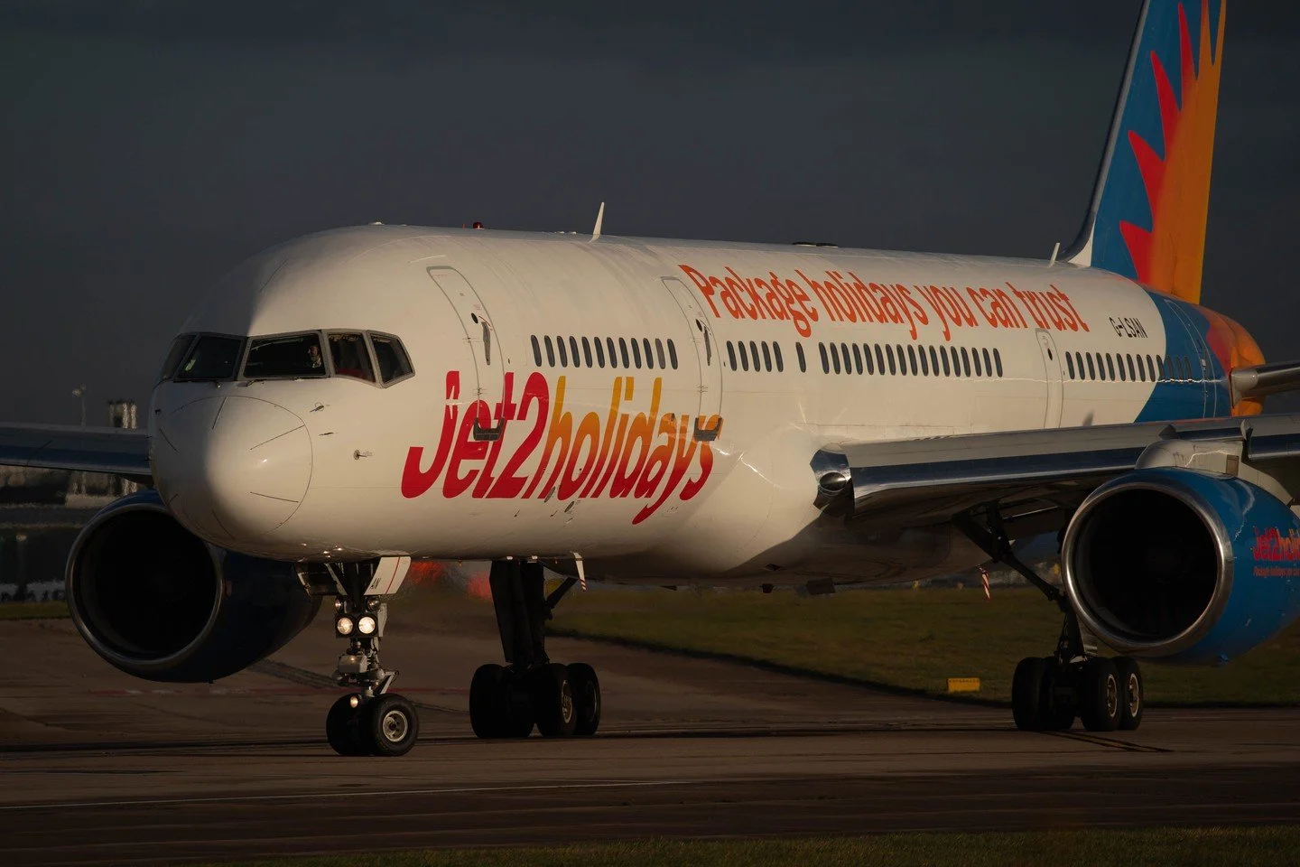 Lining up for departure at Manchester, shortly before the end of its service life.

Jet2&rsquo;s Boeing 757 G-LSAN, still doing exactly what it was built to do.

Some exits are quieter than others.

&mdash; Jet2 Boeing 757-2K2/W G-LSAN &middot; Manch