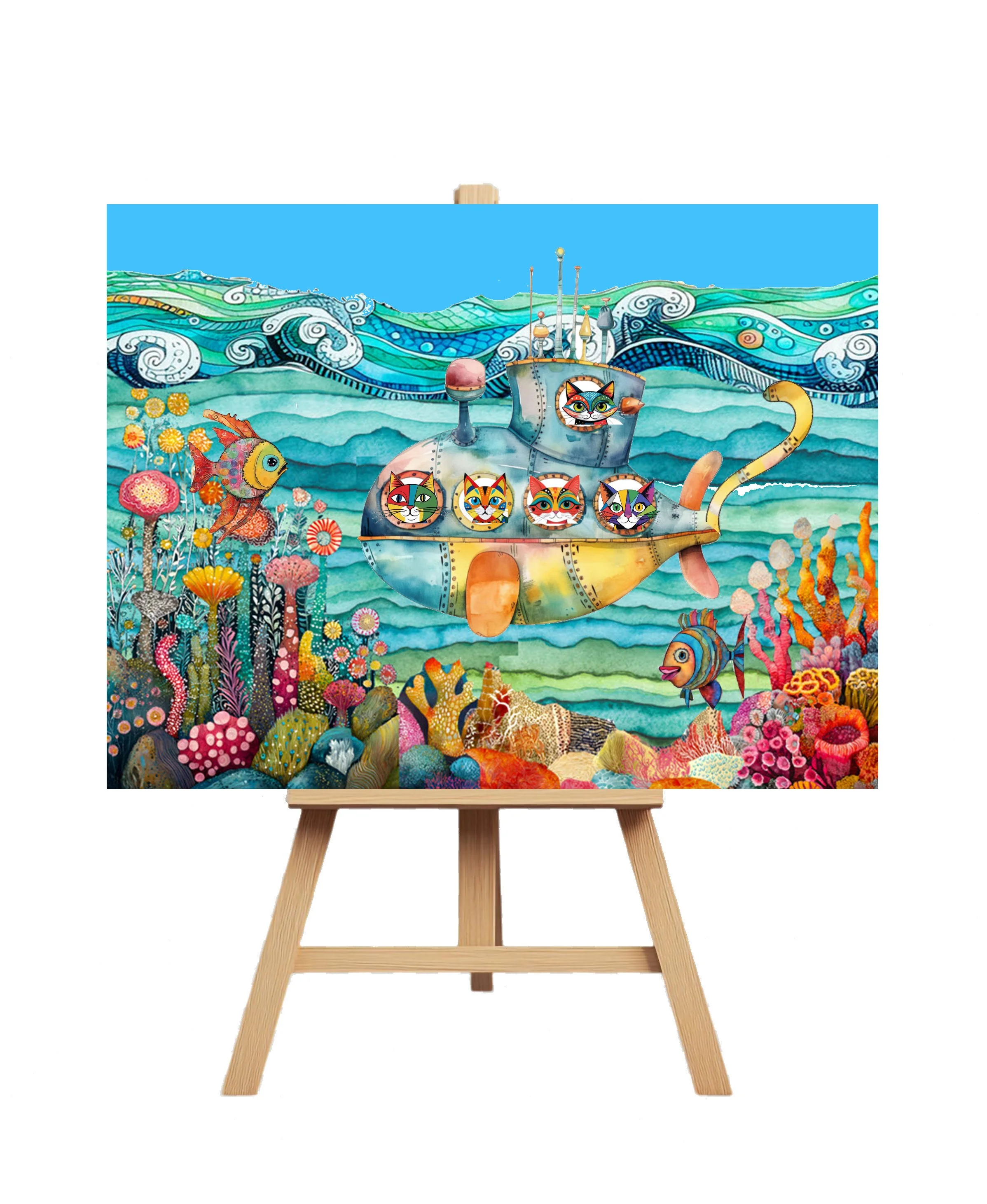 Cat-marine  (12" x 16")