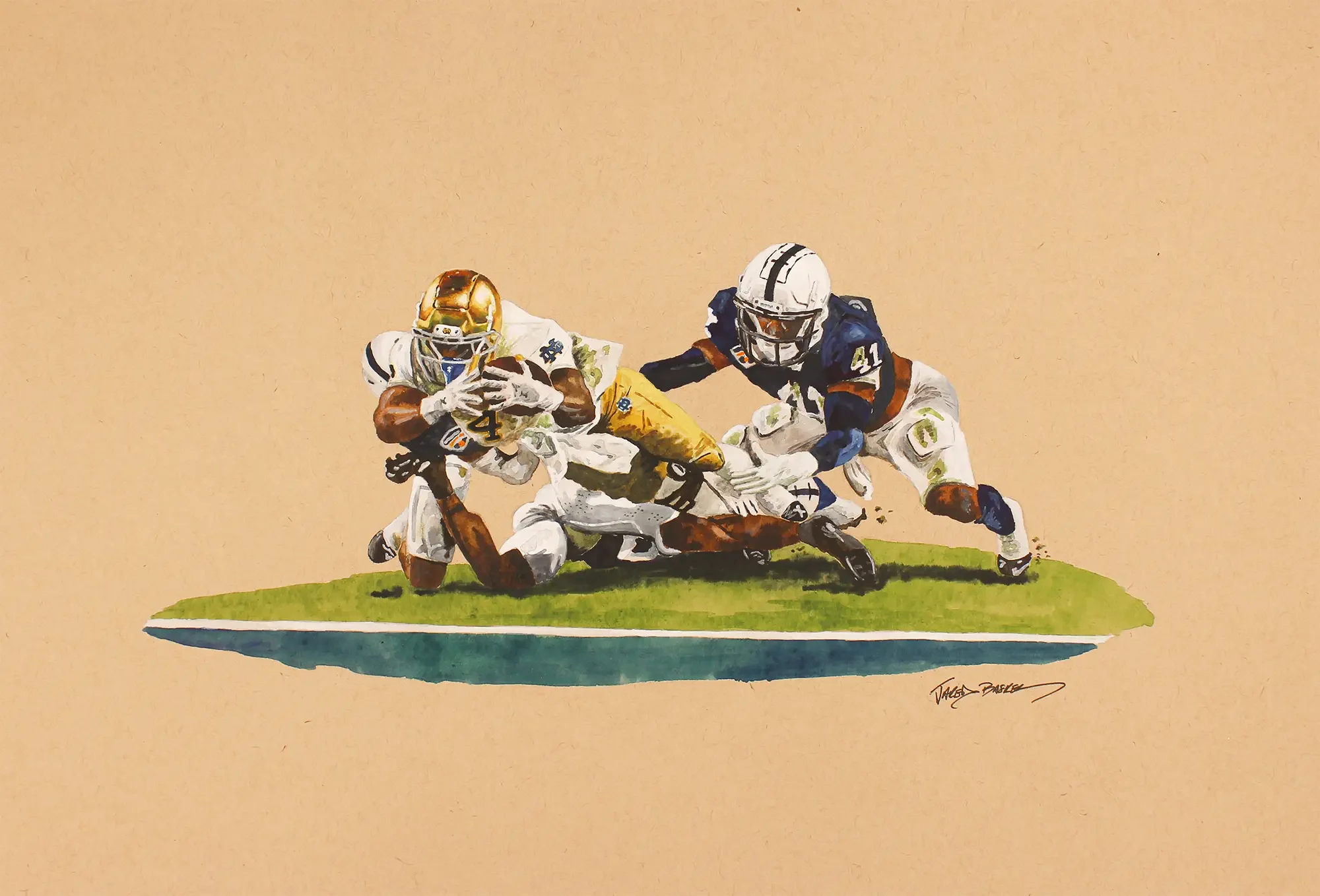 Jeremiyah Love won't be denied. Watercolor from the 2025 orange bowl.