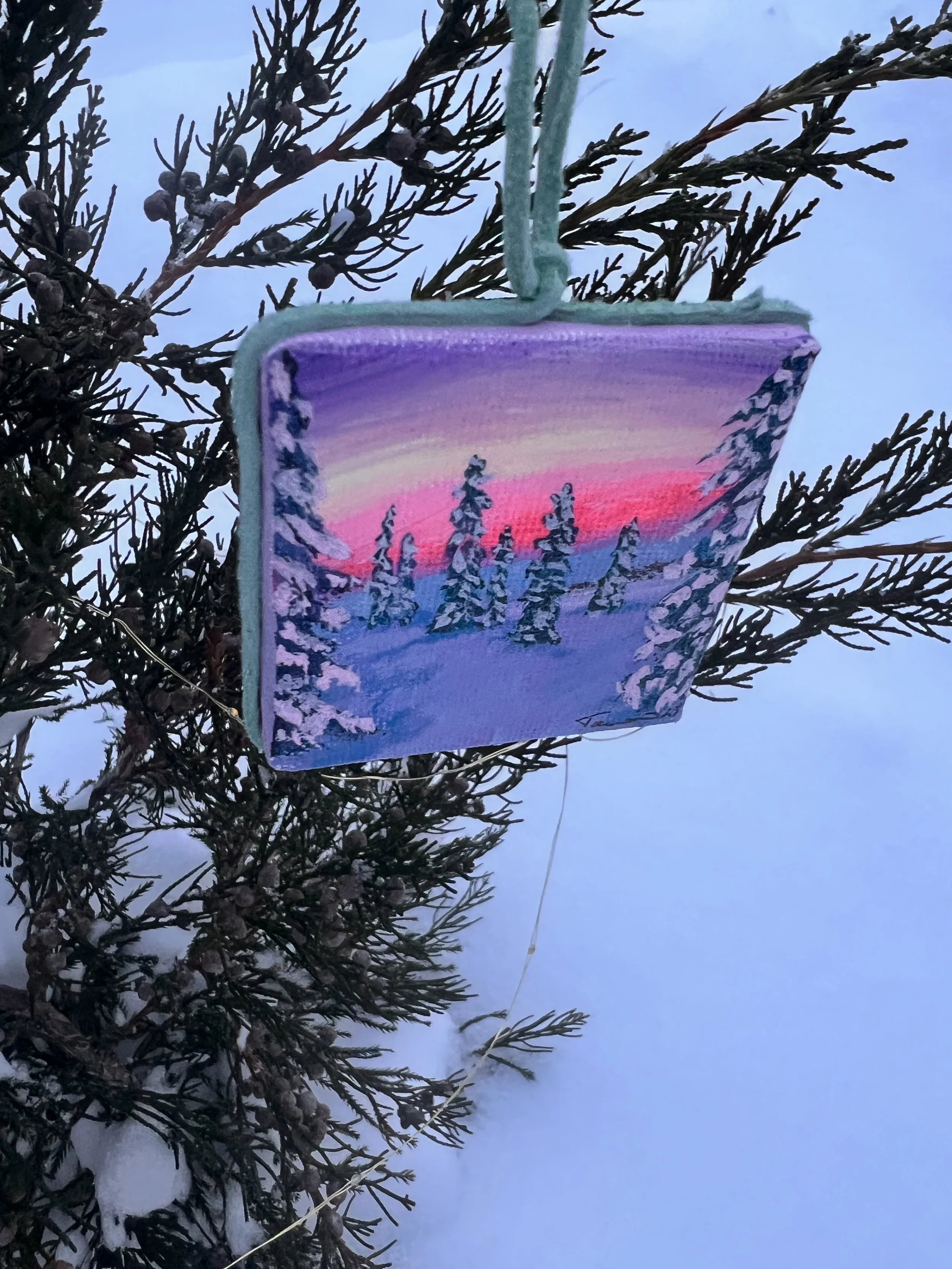 Winter Glow Canvas Ornament